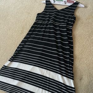 black and white striped athleta dress